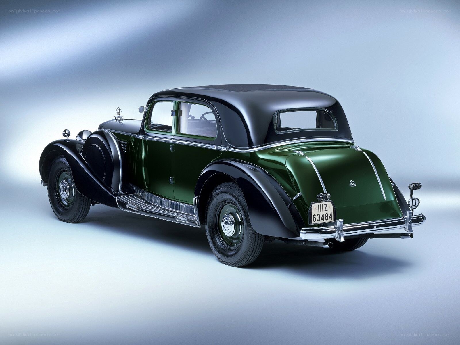 Classic green and black car