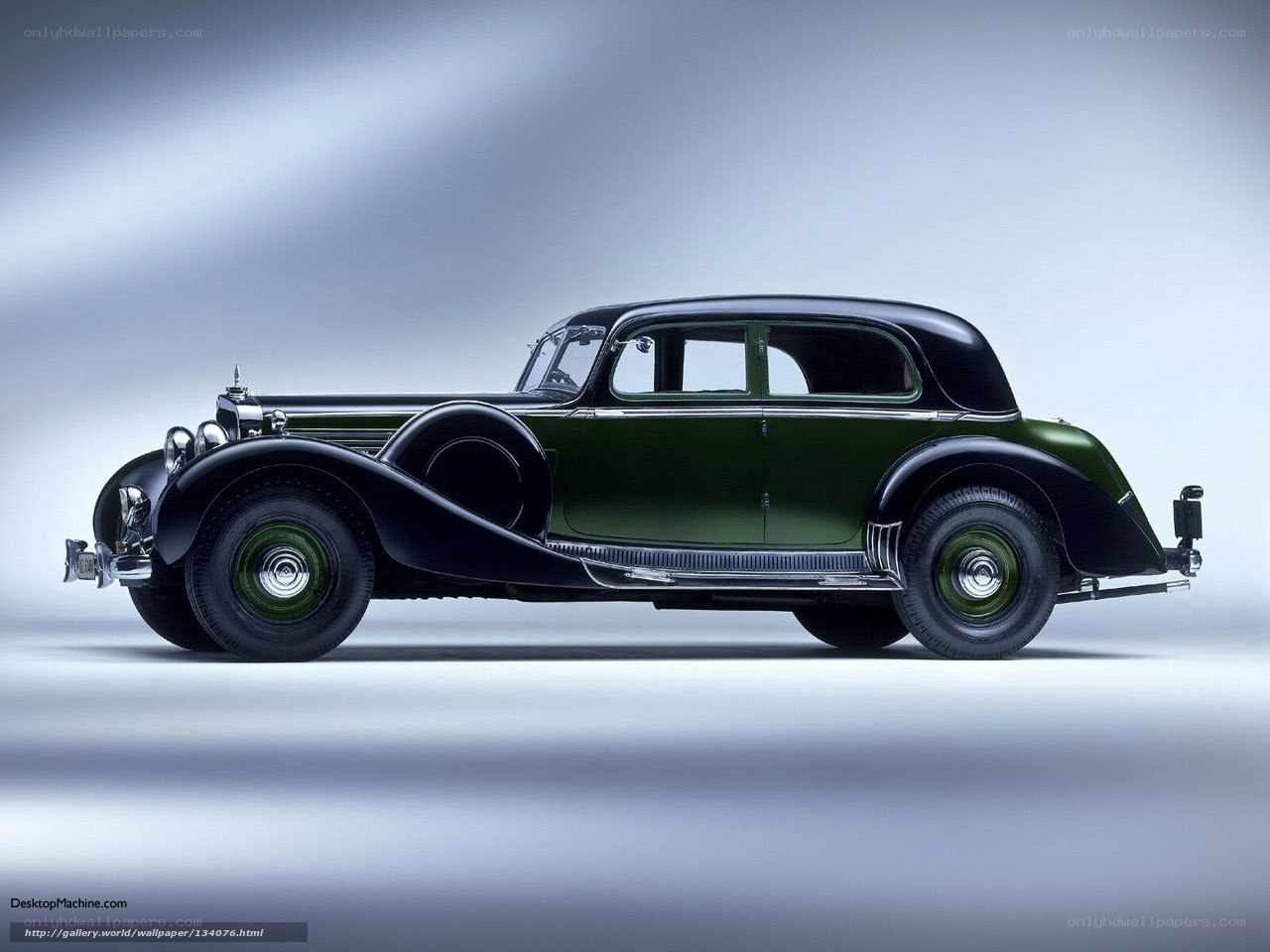 Classic green and black car