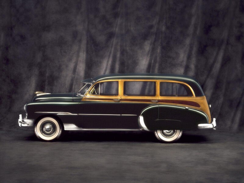 Classic green and wood station wagon