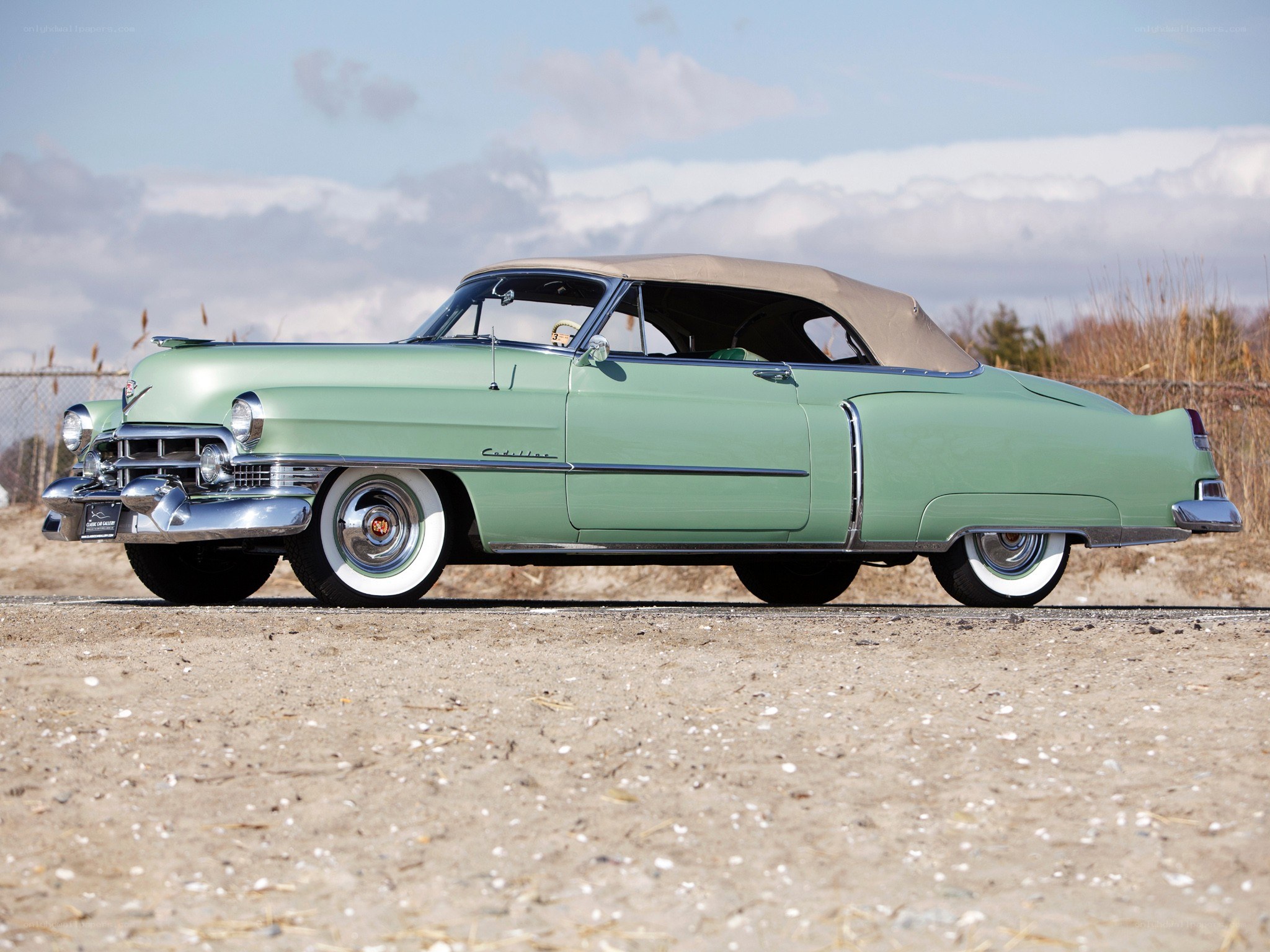 Classic green Cadillac convertible