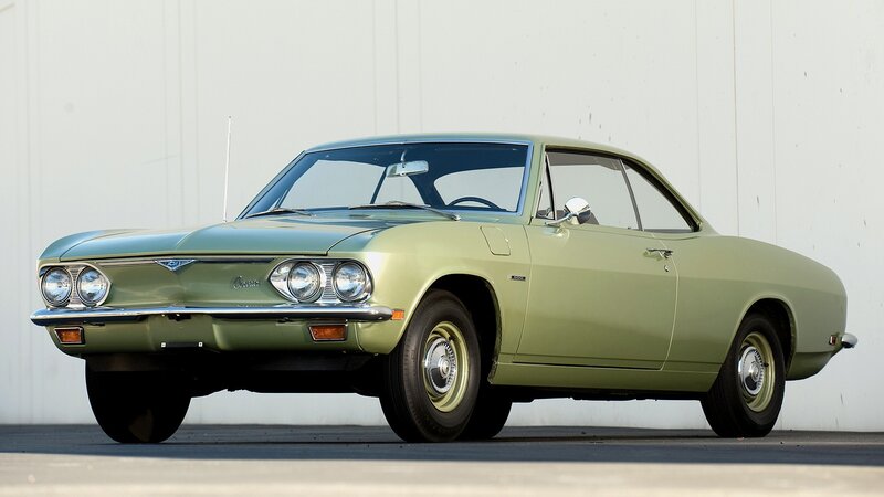 Classic green Chevrolet Corvair