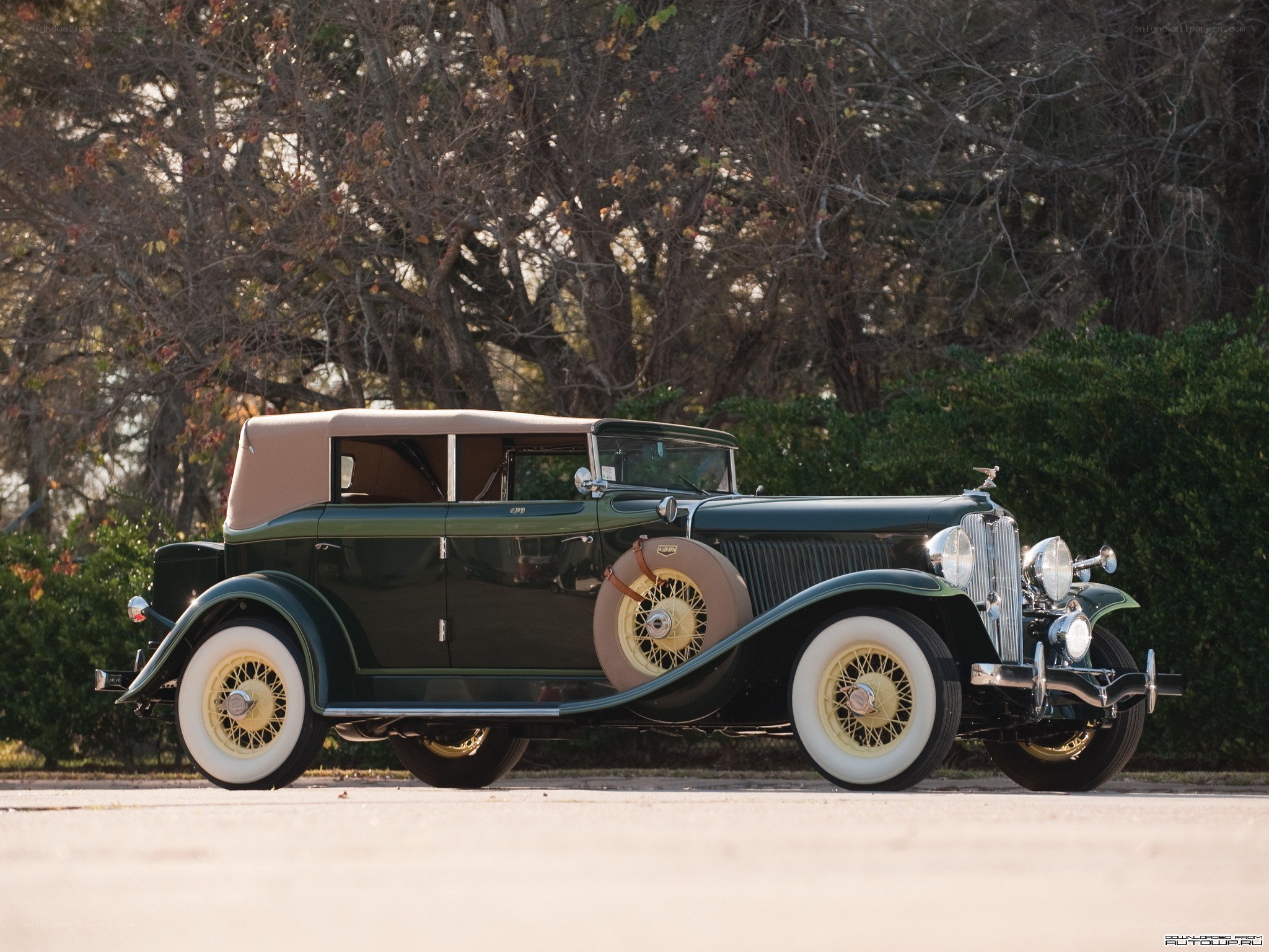 Classic green convertible car