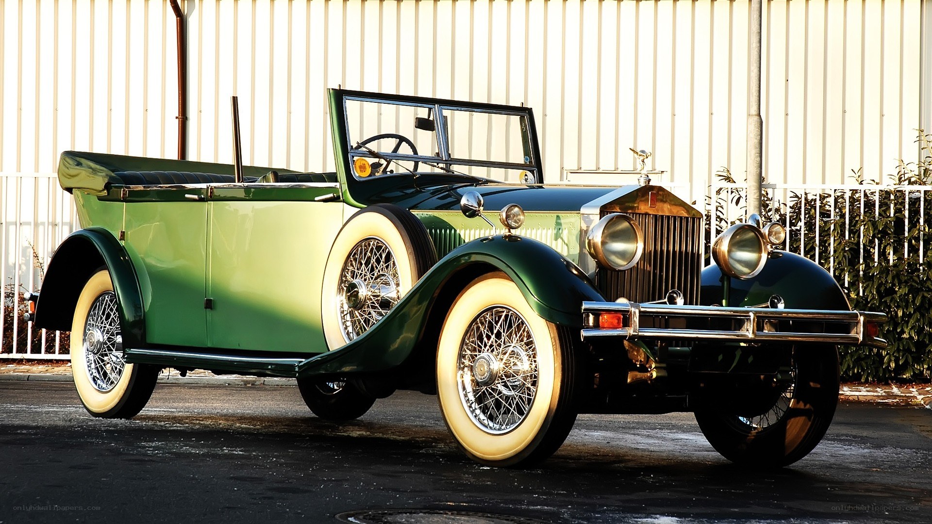 Classic green convertible car