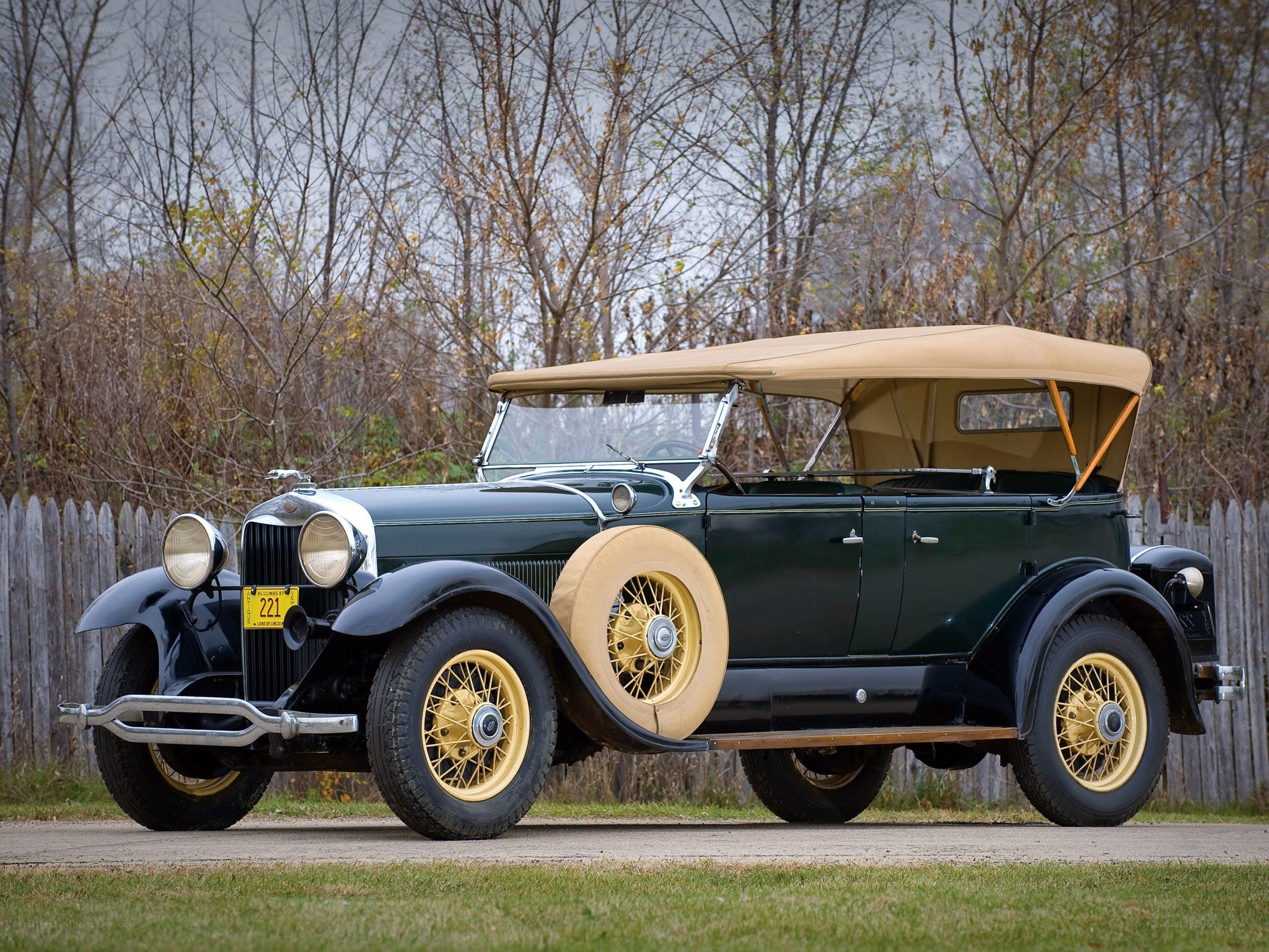 Classic green convertible car