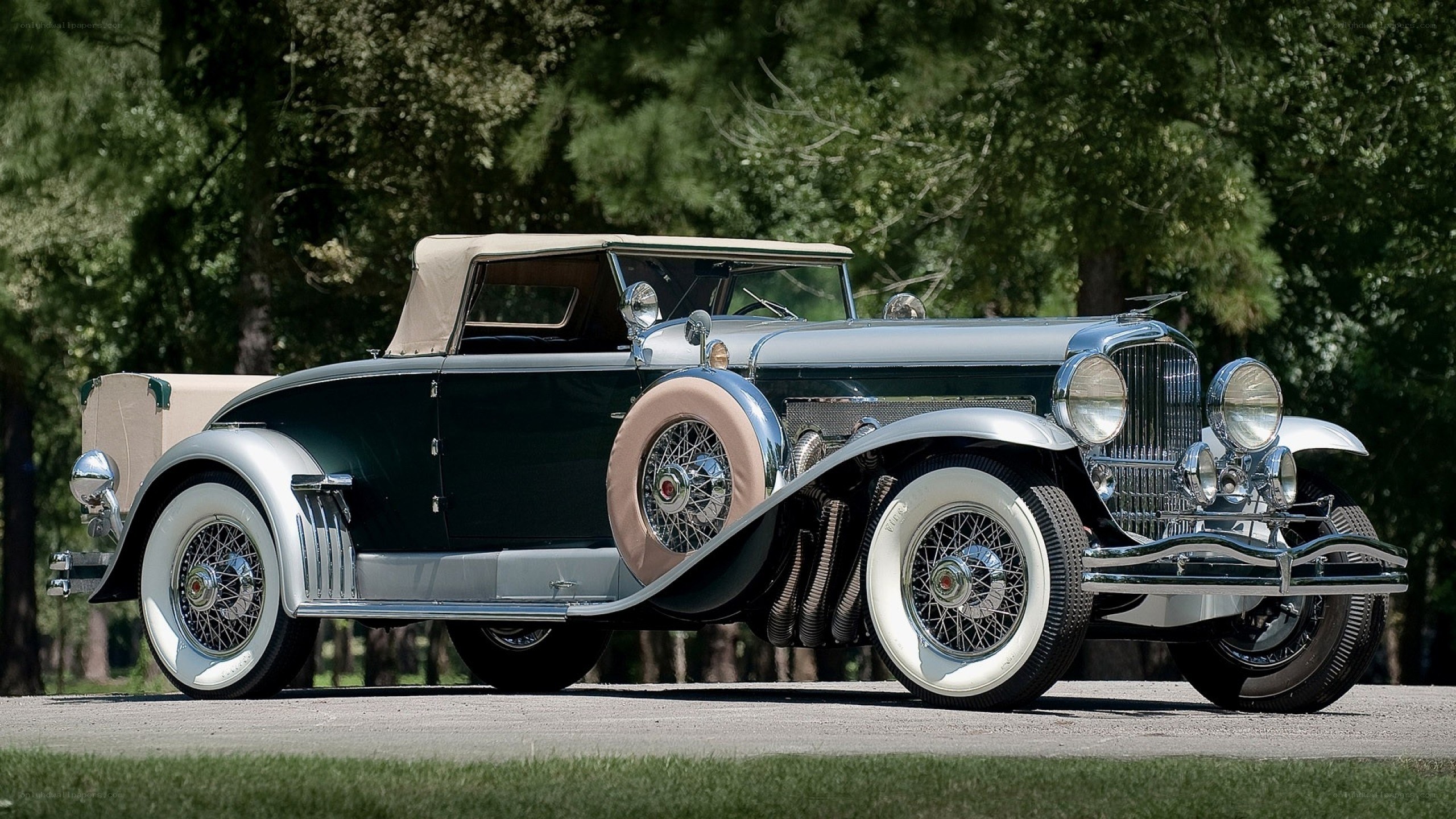 Classic green convertible car