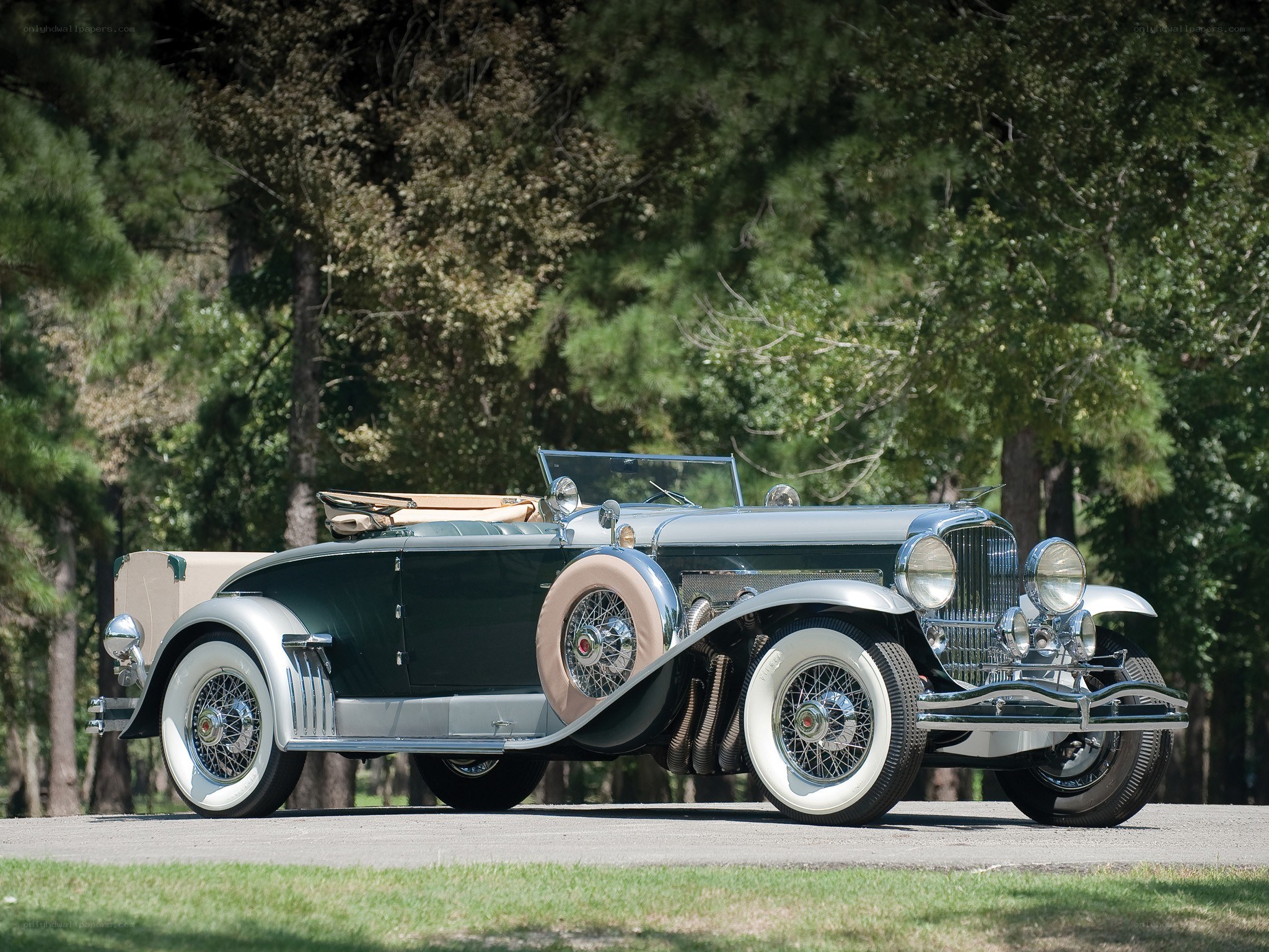 Classic green convertible car