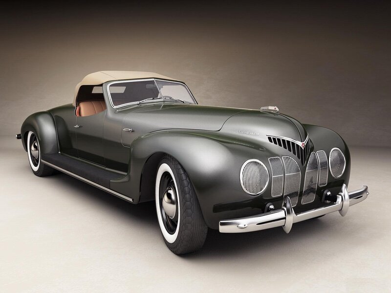 Classic green convertible car