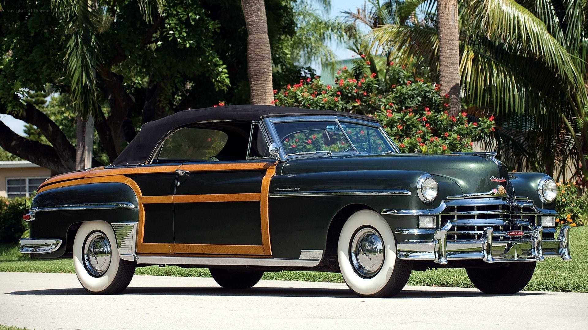 Classic green convertible car