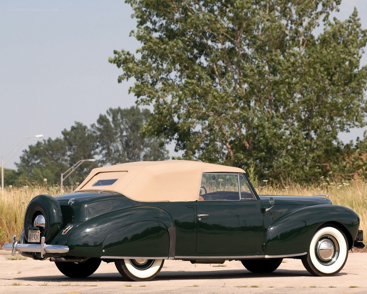 Classic green convertible car