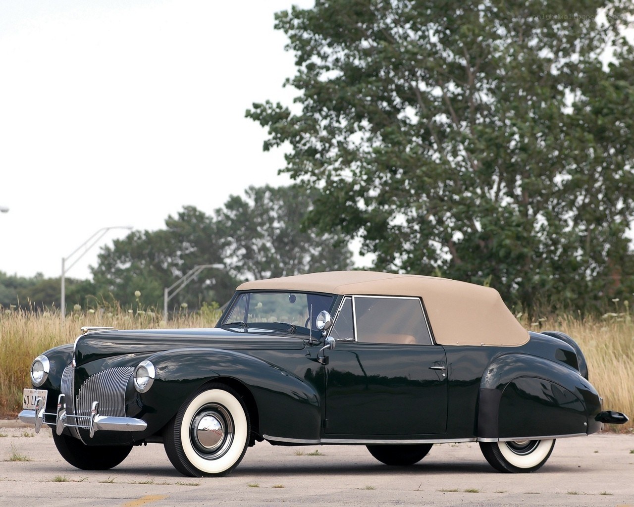 Classic green convertible car