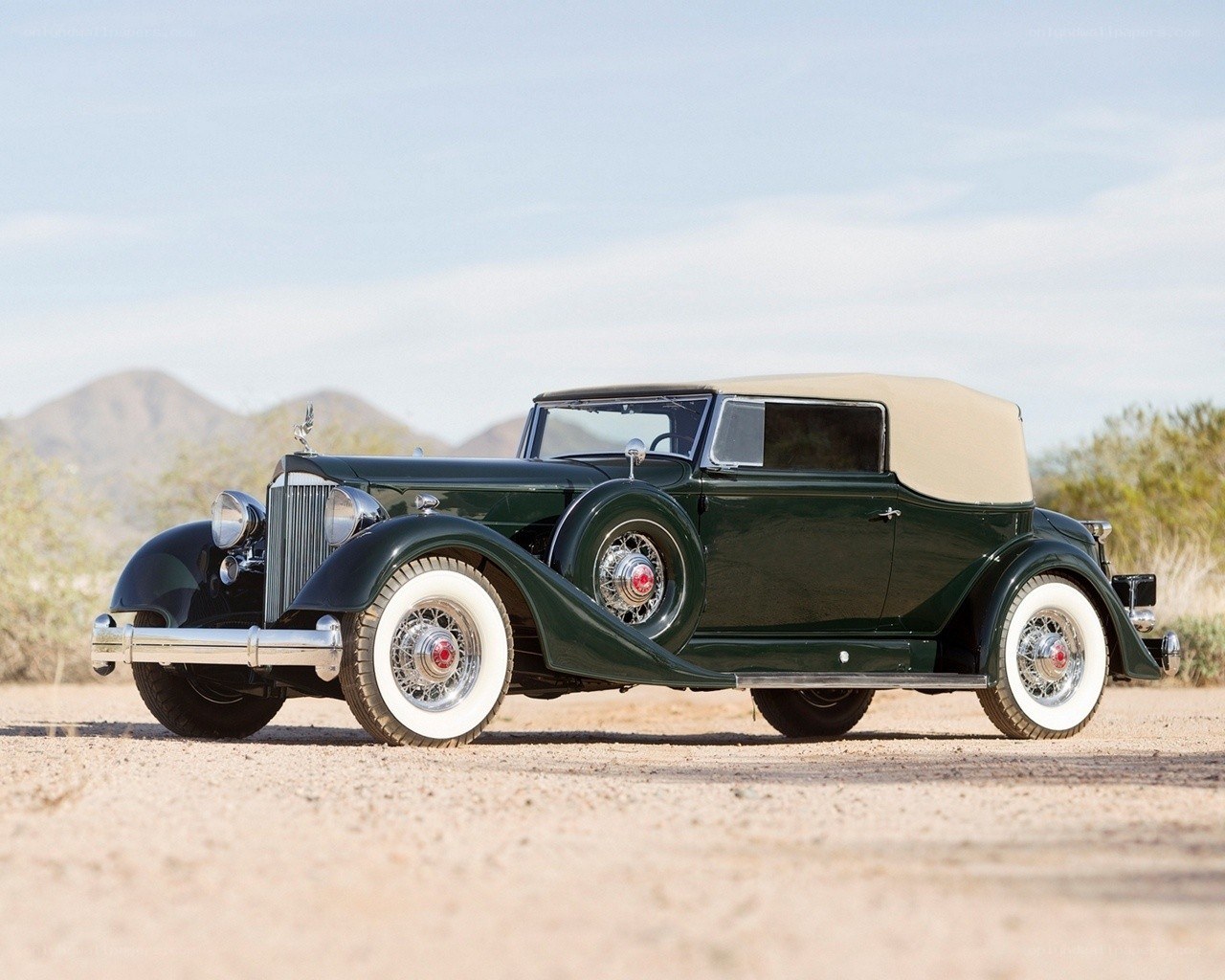 Classic green convertible car