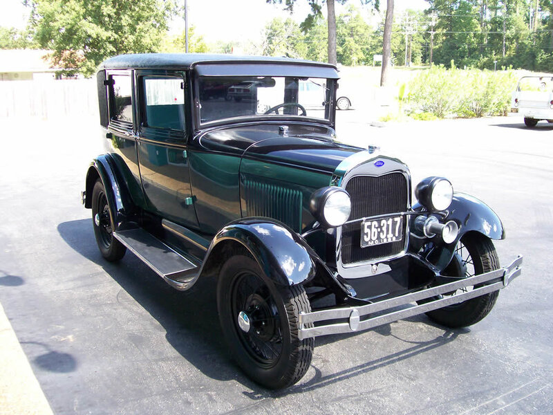 Classic green Ford car