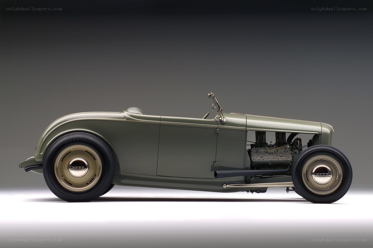 Classic green hot rod car