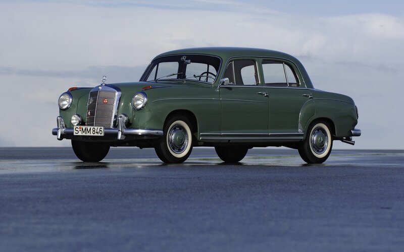 Classic green Mercedes-Benz sedan