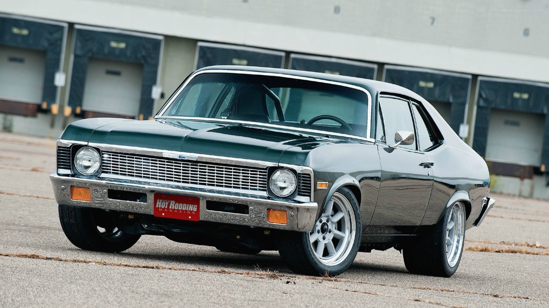 Classic green muscle car