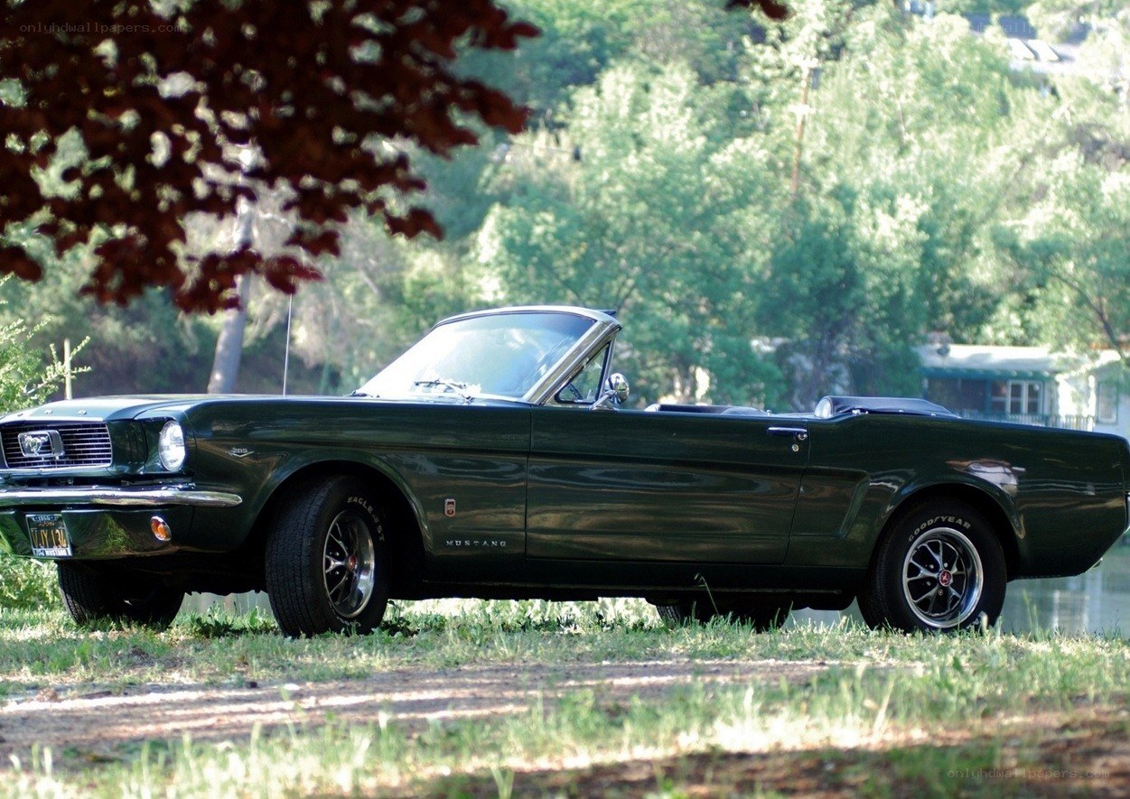 Classic green Mustang convertible