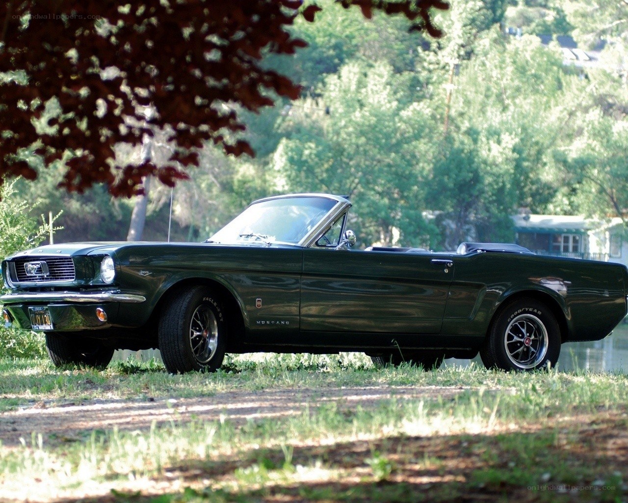Classic green Mustang convertible