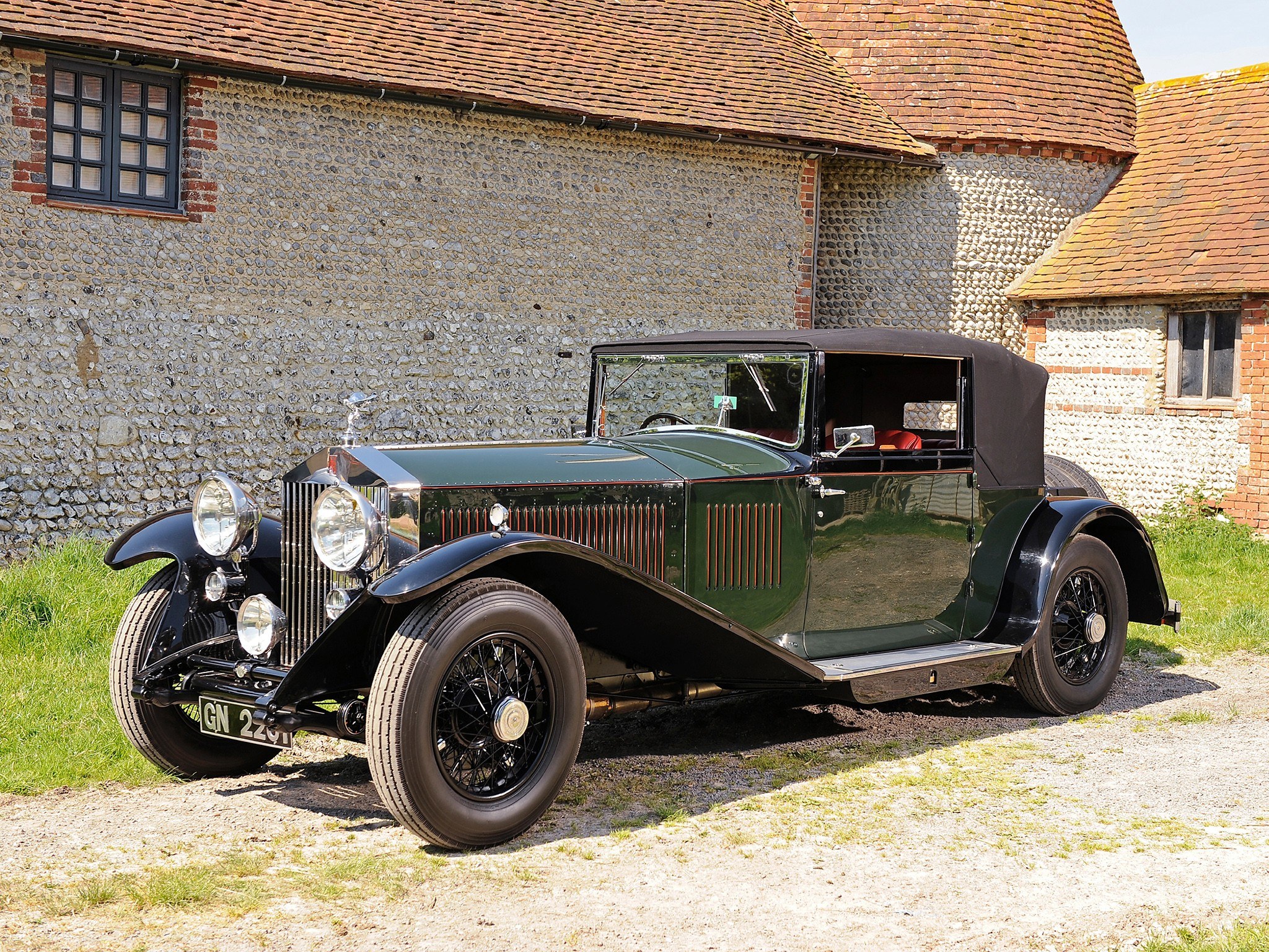Classic green Rolls-Royce car