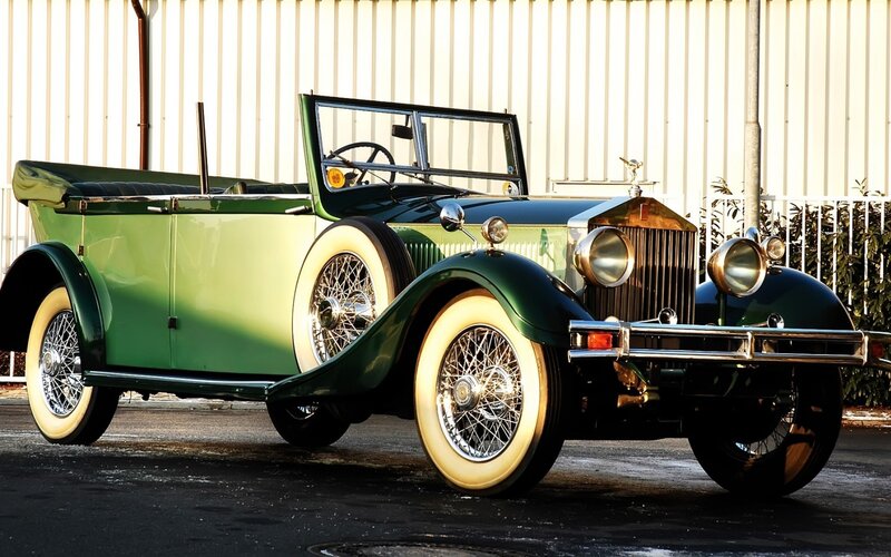 Classic green Rolls-Royce convertible