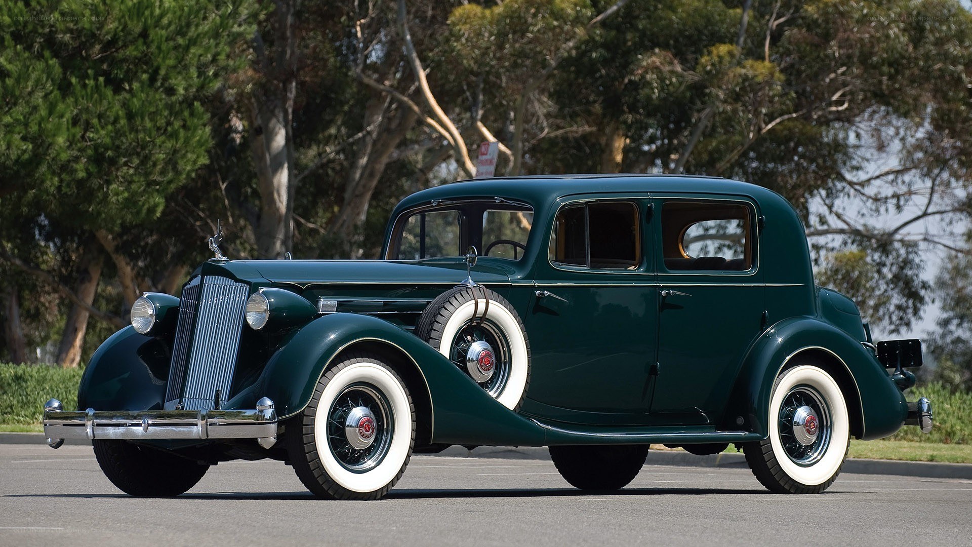 Classic green sedan car