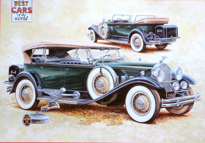 Classic green vintage cars