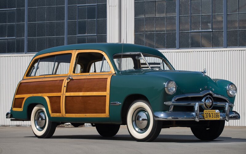 Classic green woodie station wagon