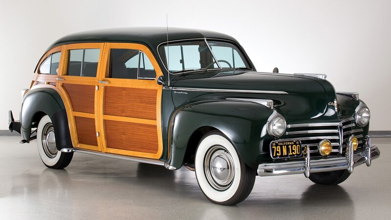 Classic green woodie station wagon