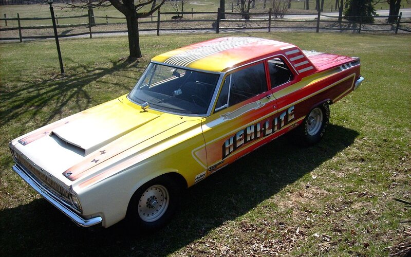 classic hemi-lit car on lawn