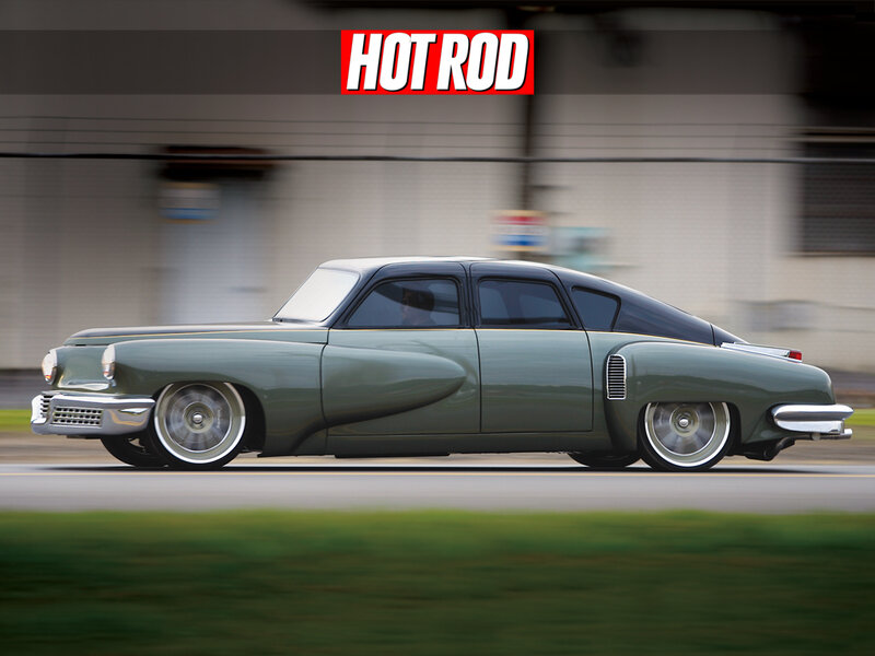 classic hot rod in motion