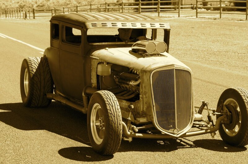 classic hot rod on road