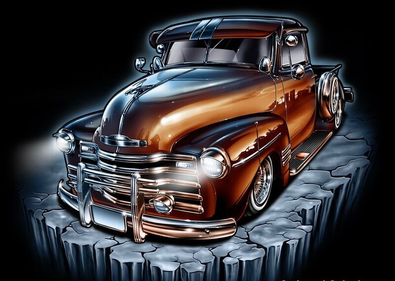 Classic hot rod truck art