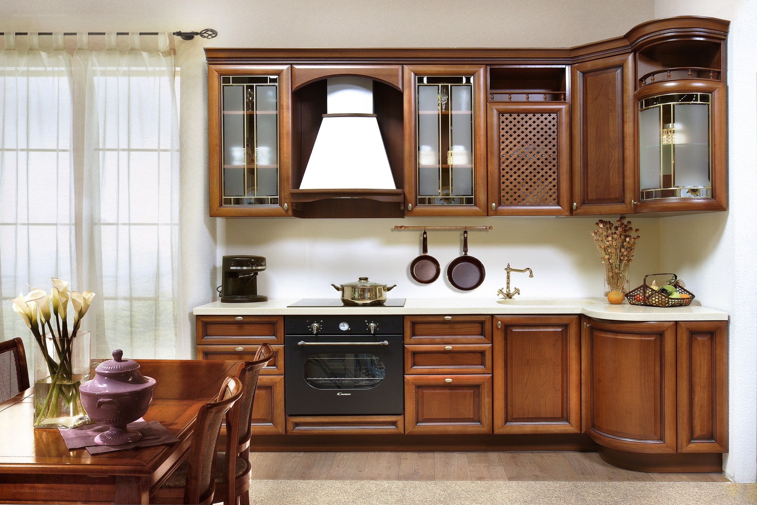 classic kitchen with wooden cabinets