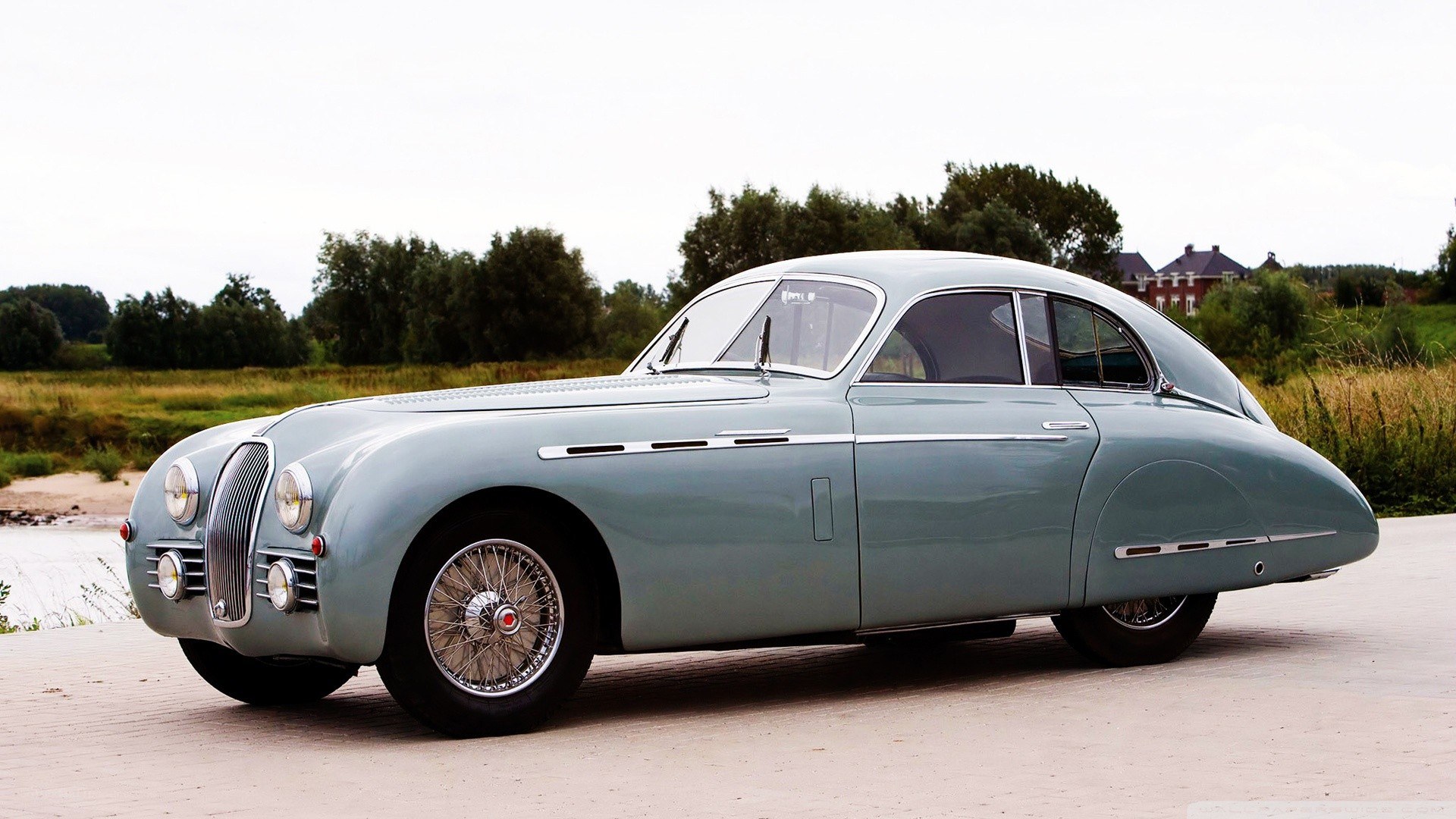 classic light blue car