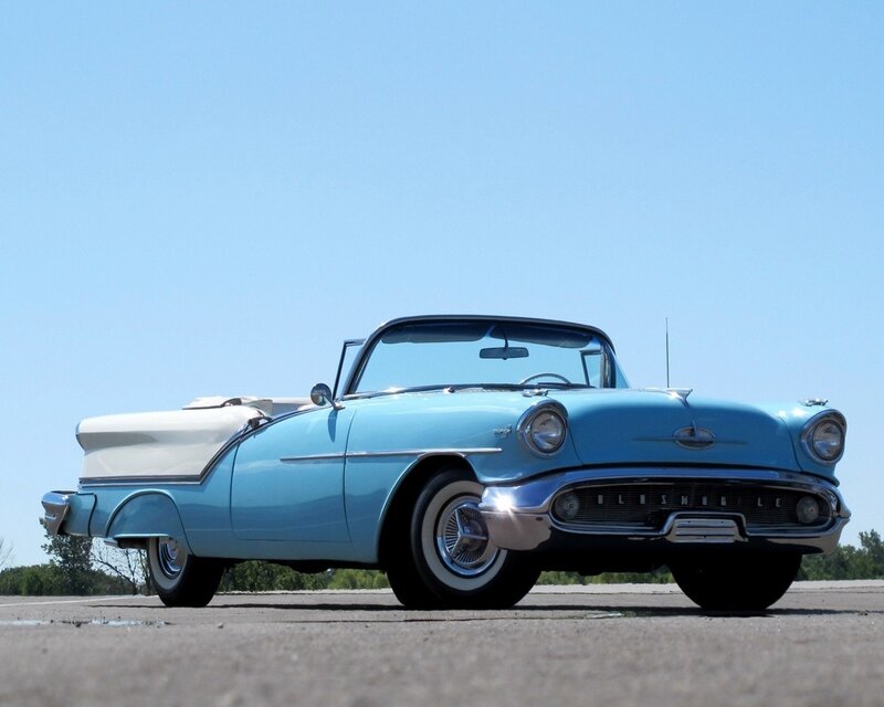 Classic light blue convertible car