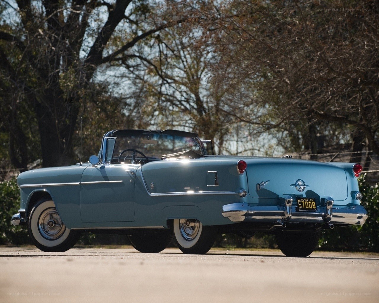 Classic light blue convertible car
