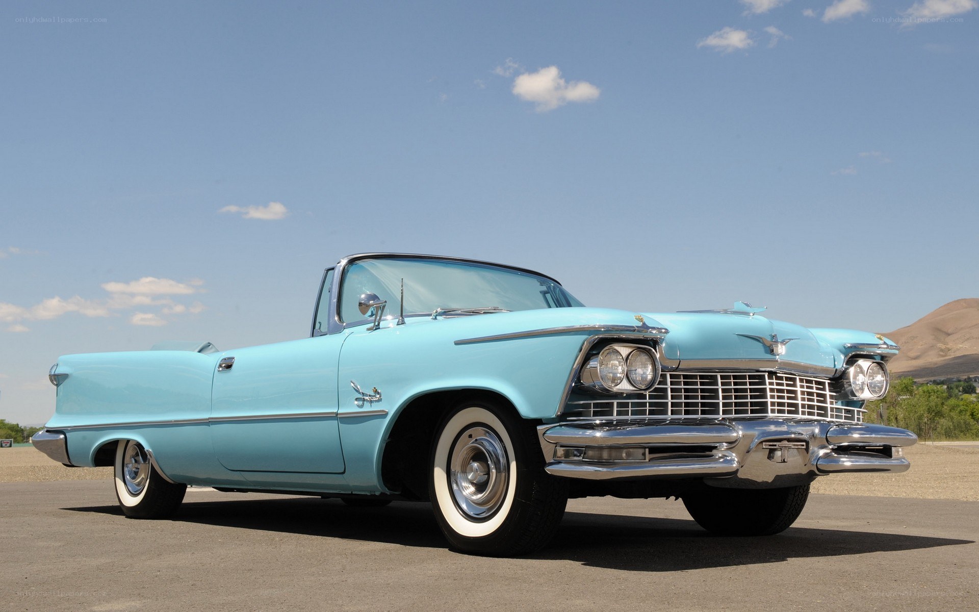 Classic light blue convertible car