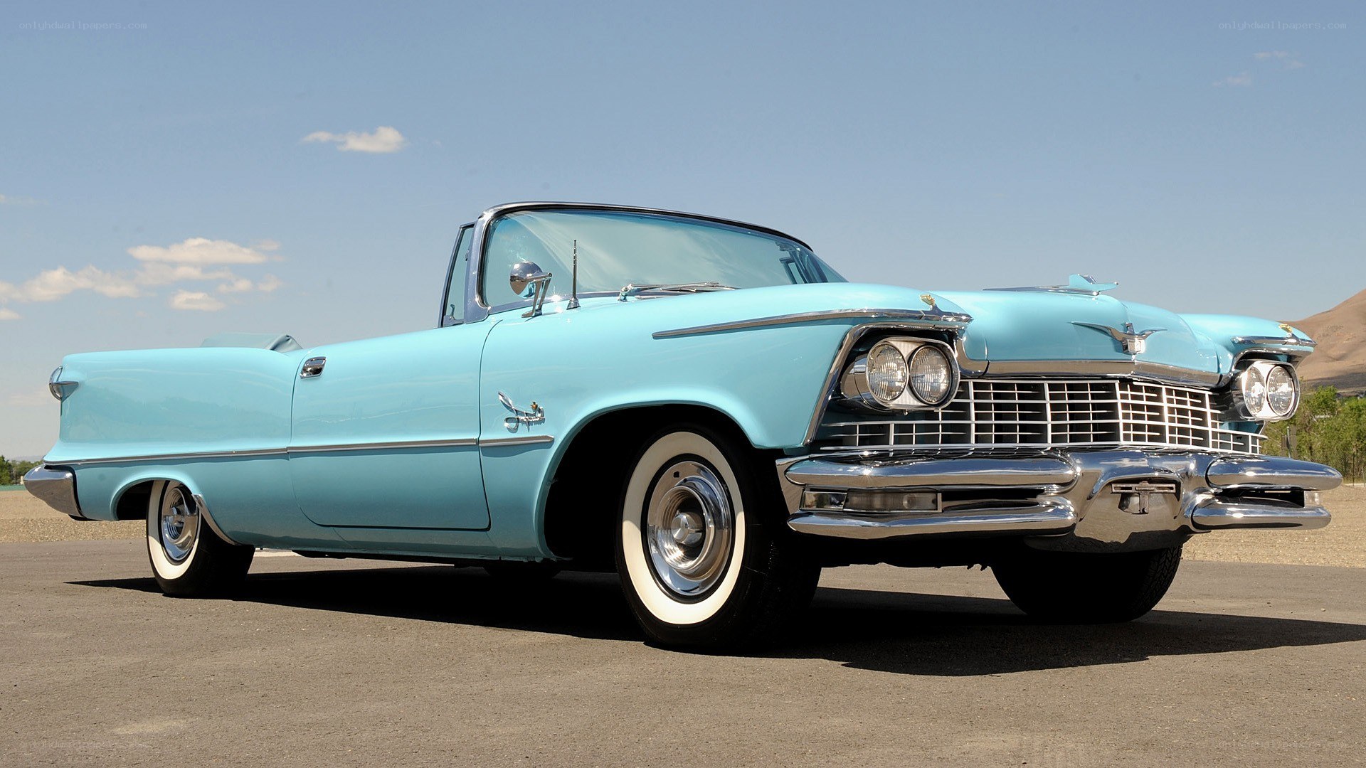 Classic light blue convertible car