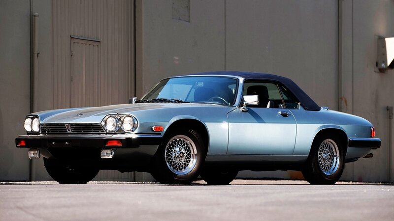 Classic light blue convertible car