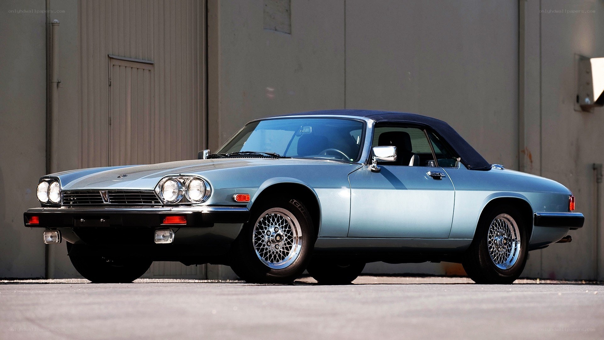 Classic light blue convertible car
