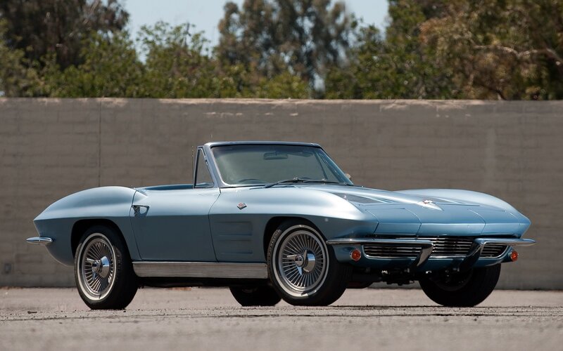 Classic light blue Corvette convertible