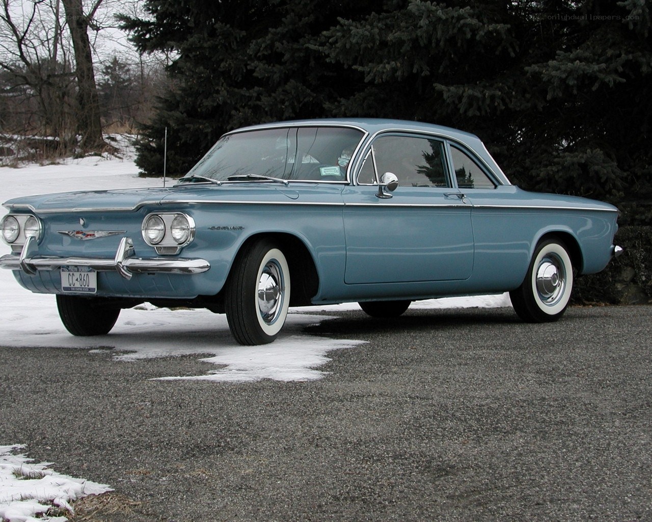 Classic light blue coupe