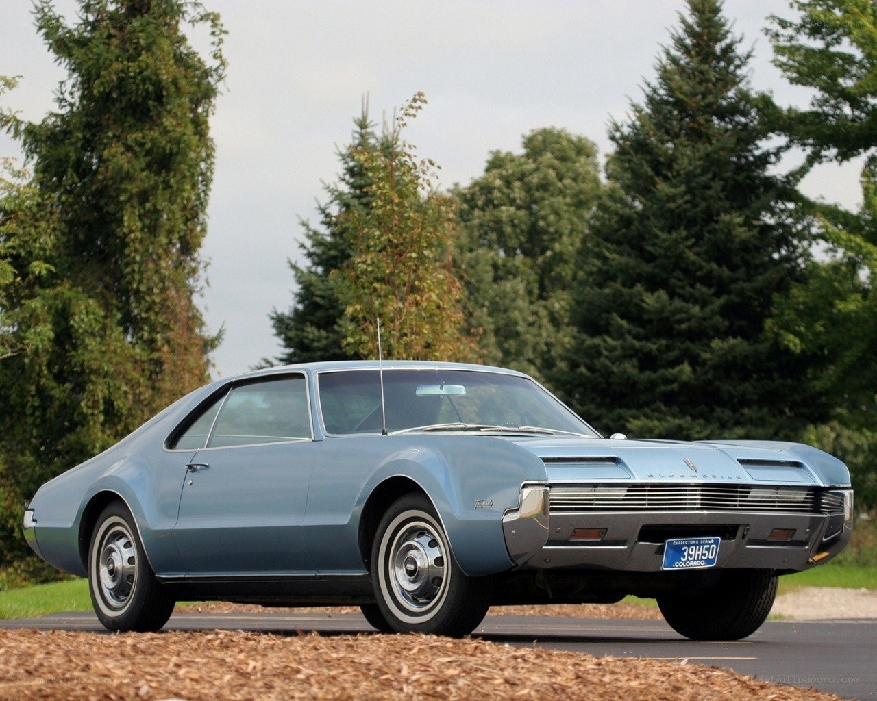 Classic light blue coupe car