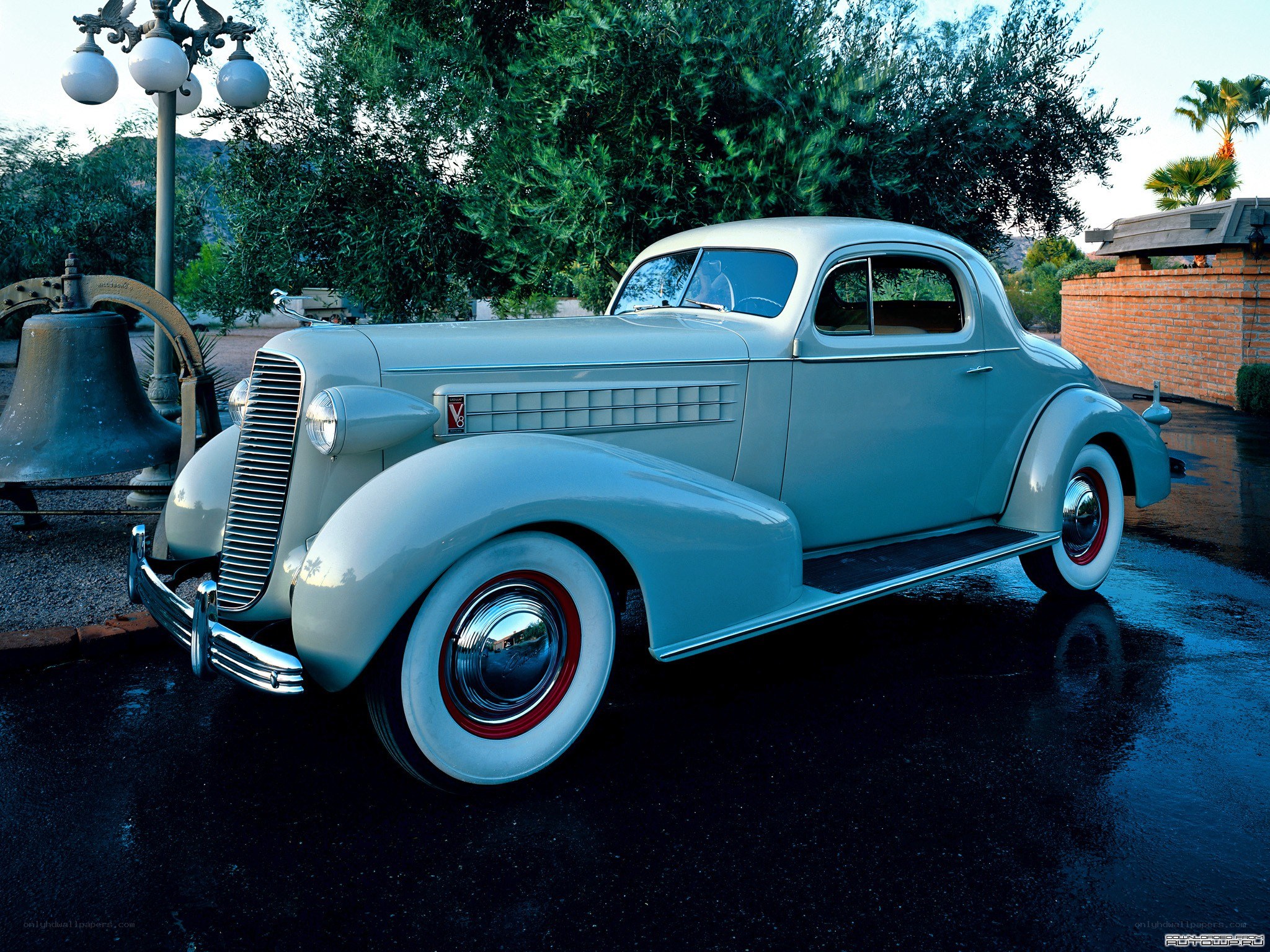Classic light blue coupe car