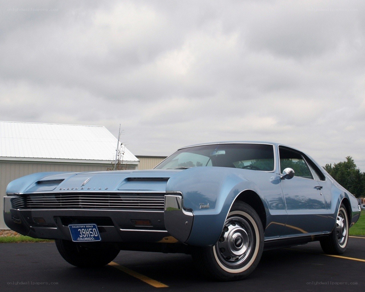 Classic light blue coupe car