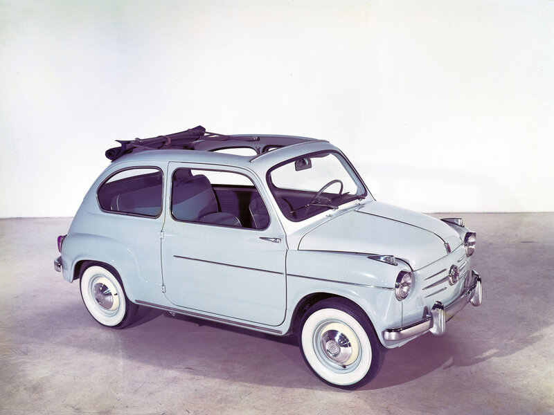 Classic light blue Fiat car