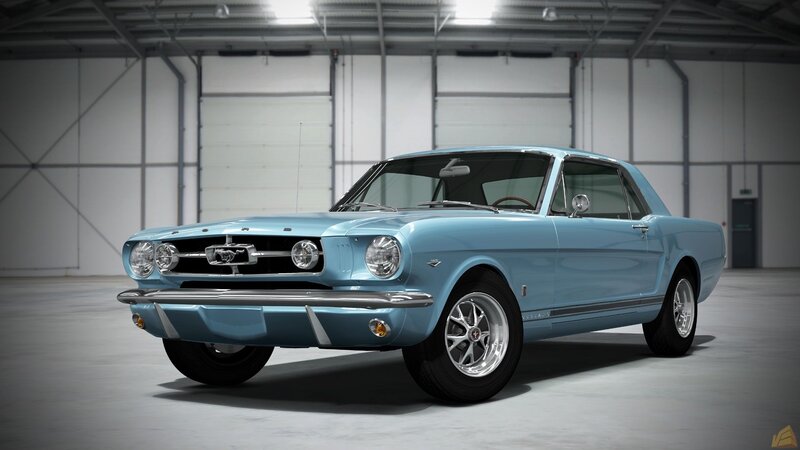 Classic light blue Ford Mustang