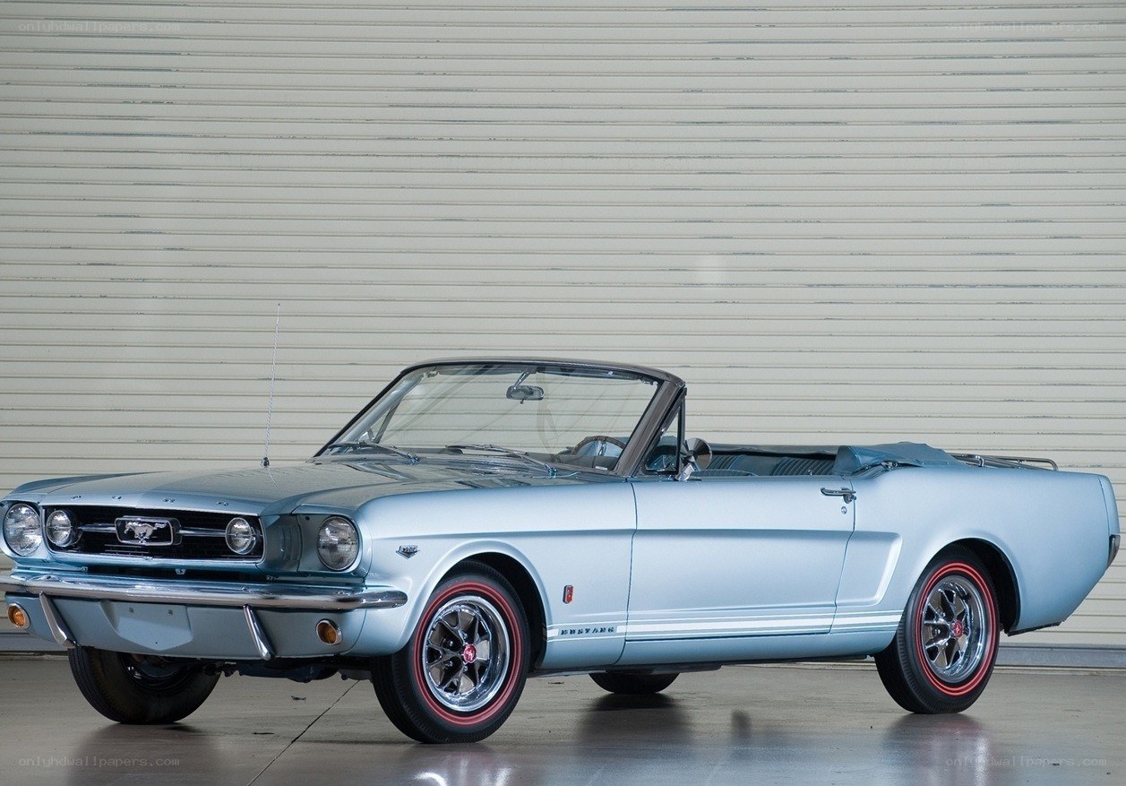 Classic light blue Mustang convertible
