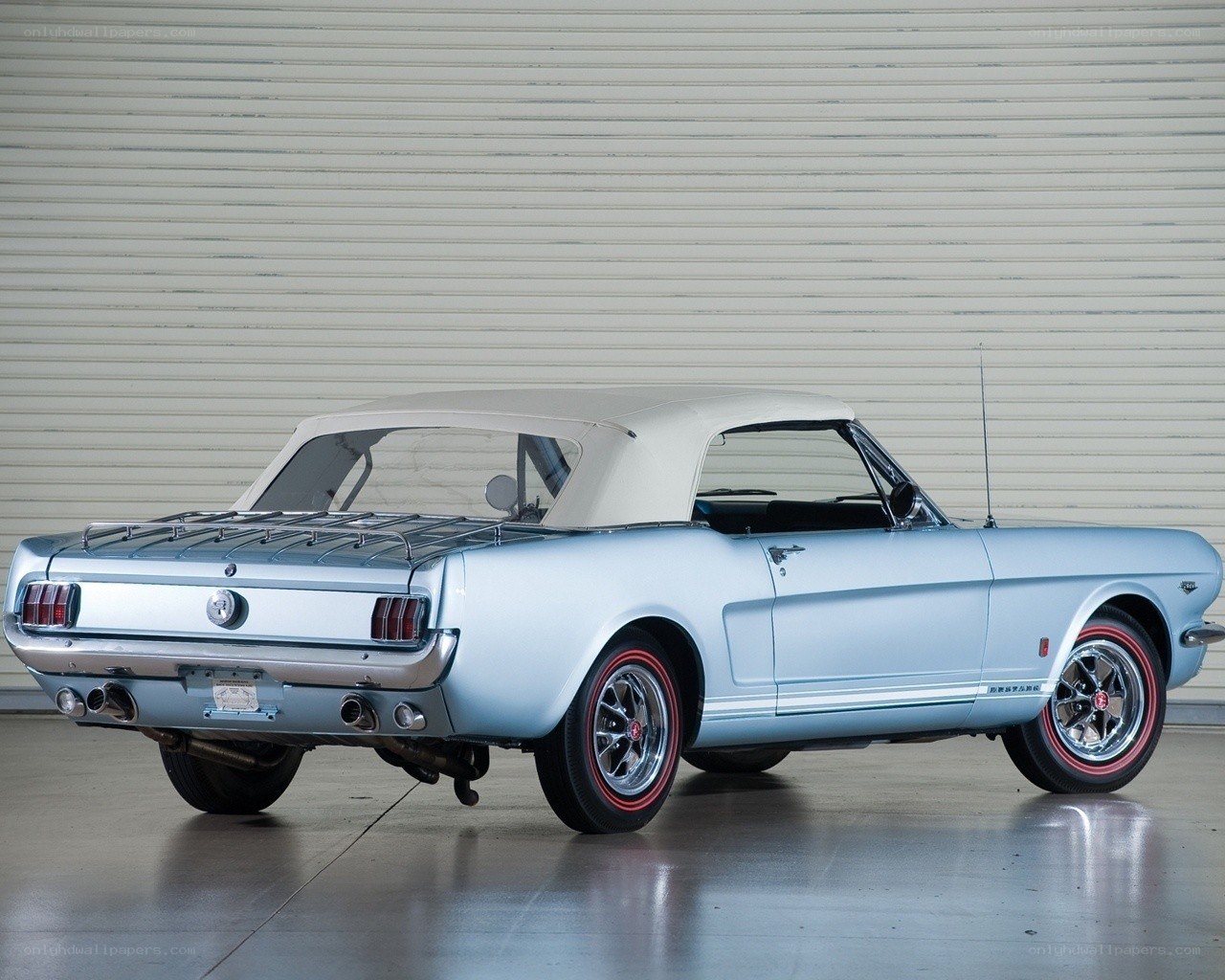 Classic light blue Mustang convertible