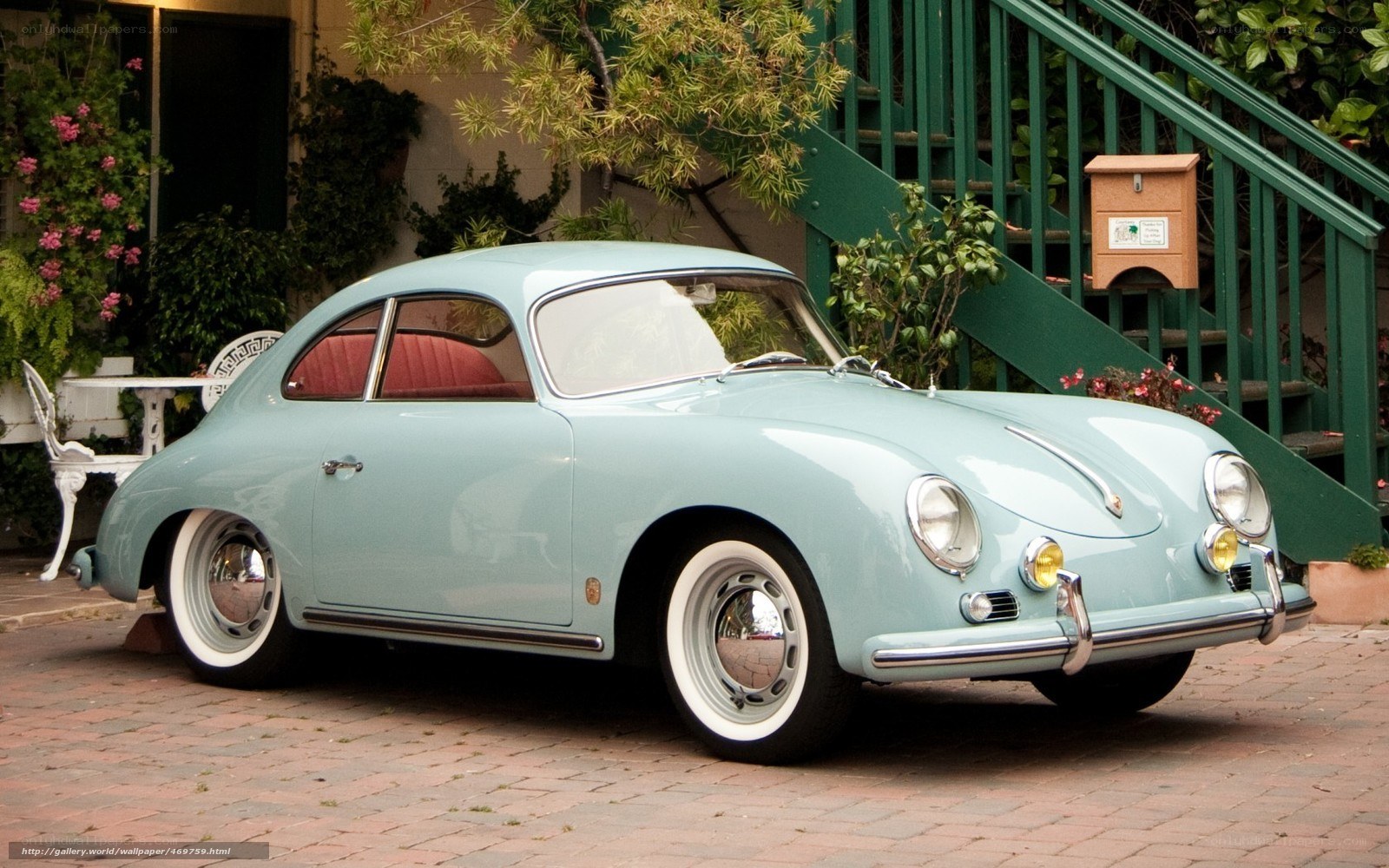 Classic light blue Porsche 356