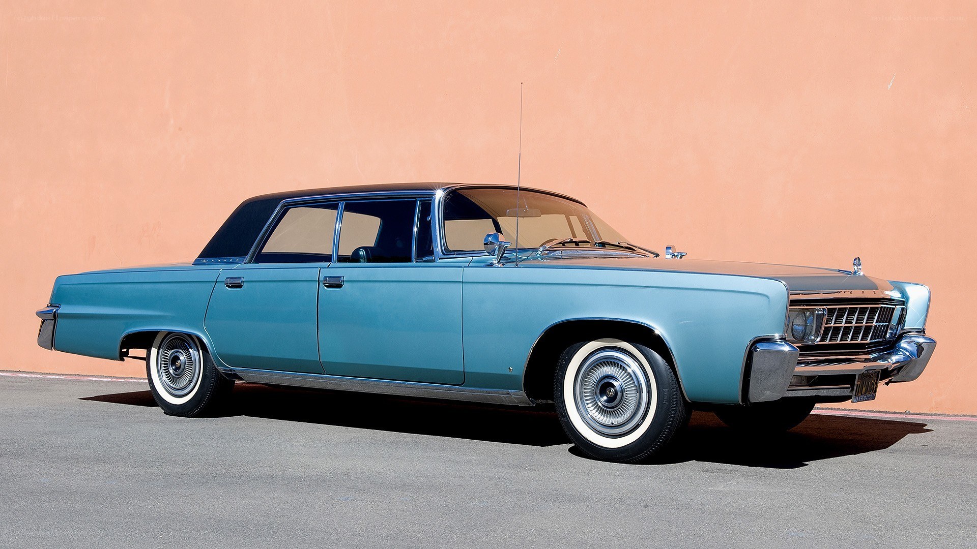 Classic light blue sedan
